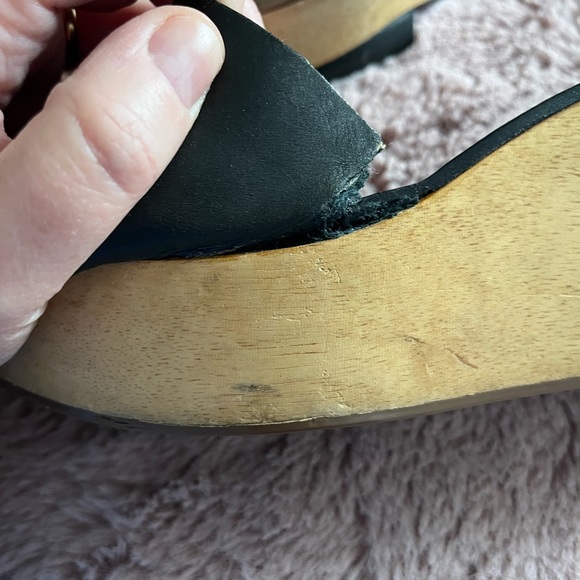 Tory Burch Leather/ wooden platform slides - Picture 4 of 4